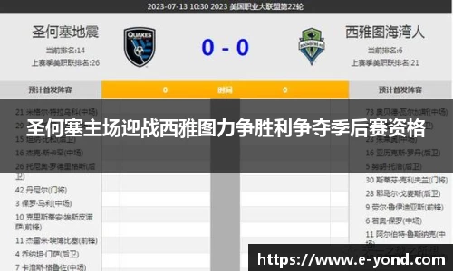 圣何塞主场迎战西雅图力争胜利争夺季后赛资格